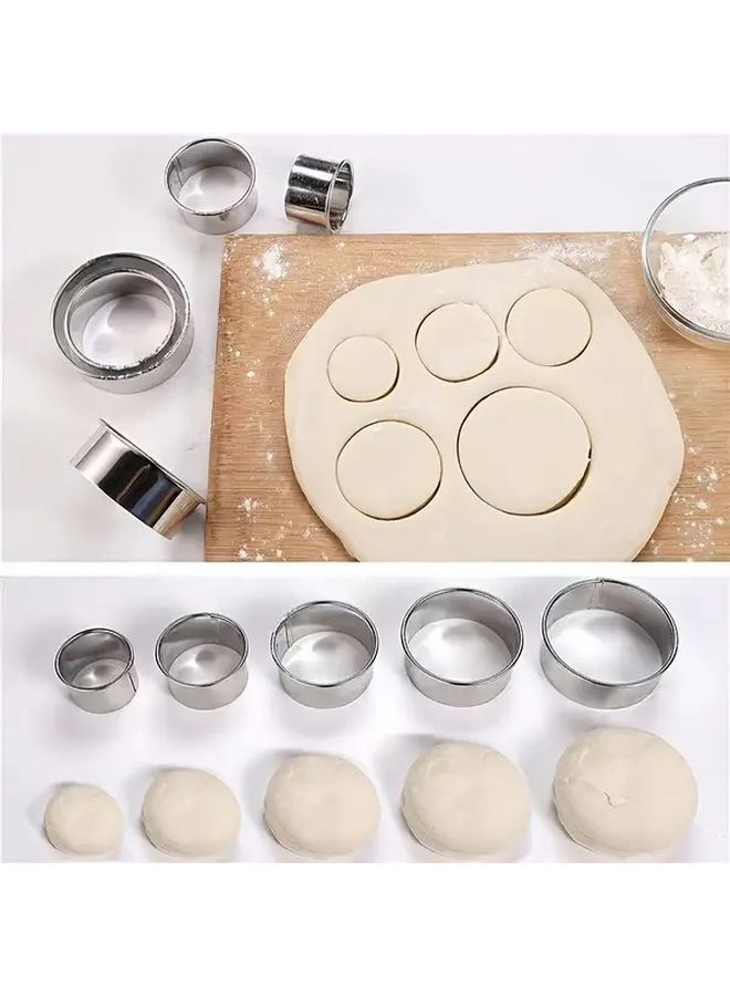 3 Piece Silvery Round Dumpling Maker Set Metal Kitchen Tool For Wontons Empanadas Cookies Homemade Dumpling Press With Nesting Ring Accessory Three Sizes Nonstick Pasta Making Machine - Image 4