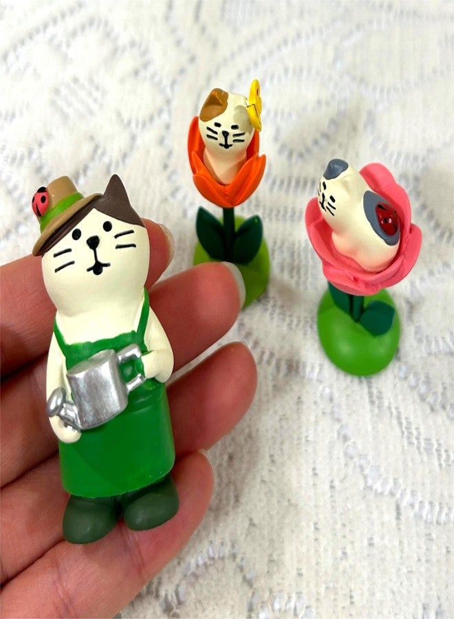 Gwindrise Miniature Cat Garden Figurines Set, 3 Pieces, Decorative Resin Kitty Flower Ornaments for Home, Office, Desk Decor, Funny Gifts for Mom Cat Lovers or Gardening - Image 4