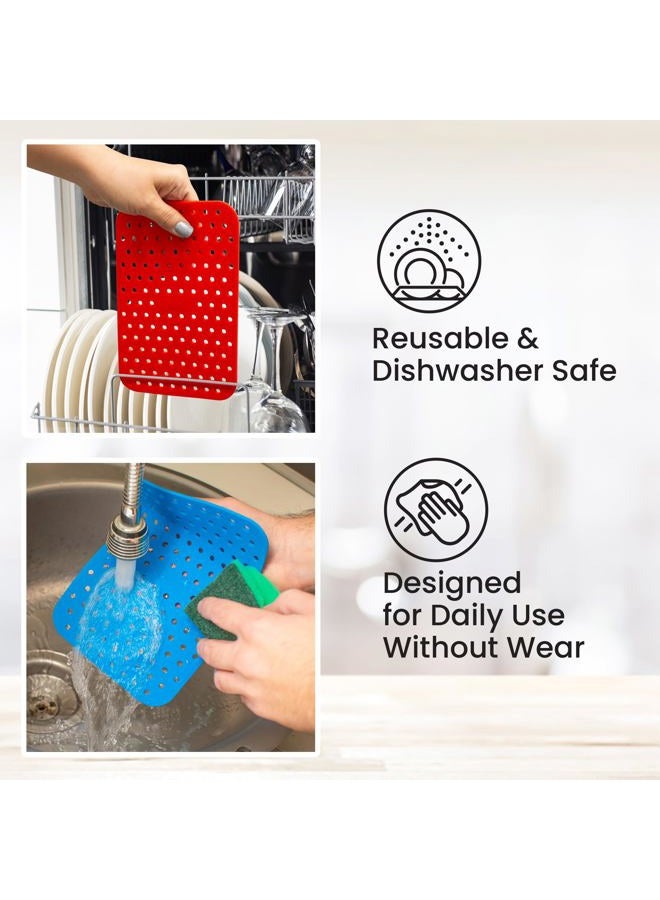 LOTTELI KITCHEN Double Basket Air Fryer Liners 4 Pack, Reusable Silicone, Perforated Liner, Rectangular, Blue, 5.25 x 8” - Image 5