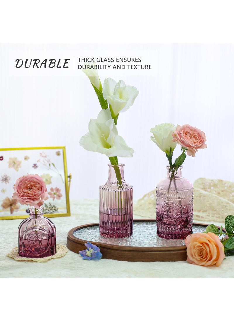 SUPMIND SUPMIND 12pcs Glass Bud Vase Set  Small Purple Flower Vases for Centerpieces in Bulk  Mini Vintage Vase for Wedding  Home Table Decoration  - Image 5