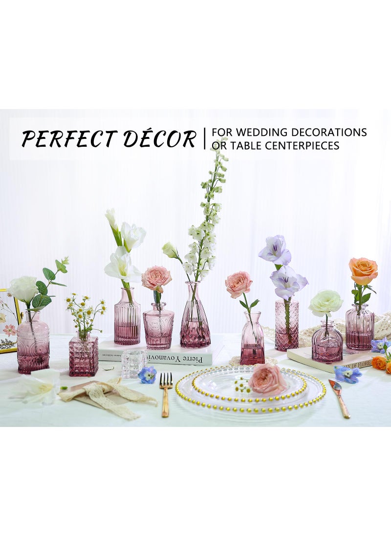 SUPMIND SUPMIND 12pcs Glass Bud Vase Set  Small Purple Flower Vases for Centerpieces in Bulk  Mini Vintage Vase for Wedding  Home Table Decoration  - Image 3
