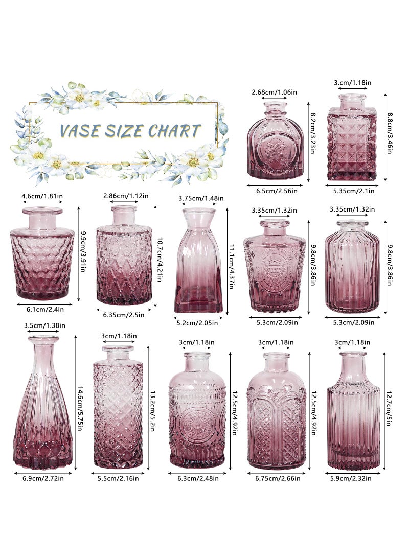 SUPMIND SUPMIND 12pcs Glass Bud Vase Set  Small Purple Flower Vases for Centerpieces in Bulk  Mini Vintage Vase for Wedding  Home Table Decoration  - Image 2
