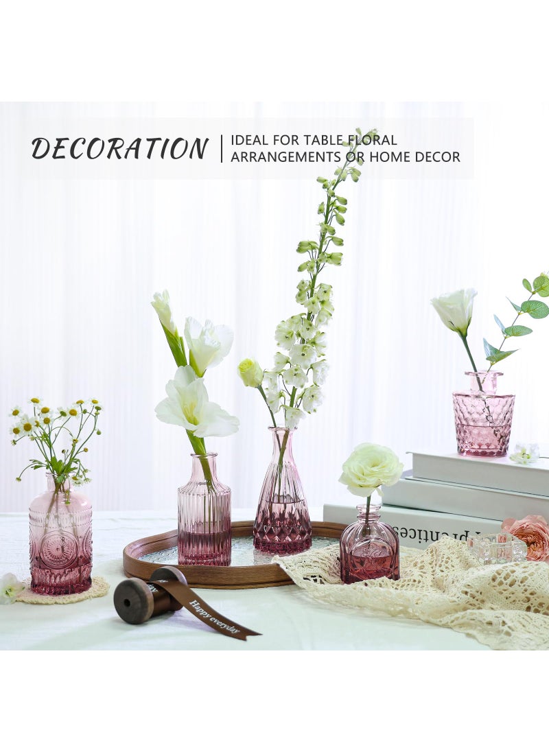 SUPMIND SUPMIND 12pcs Glass Bud Vase Set  Small Purple Flower Vases for Centerpieces in Bulk  Mini Vintage Vase for Wedding  Home Table Decoration  - Image 4