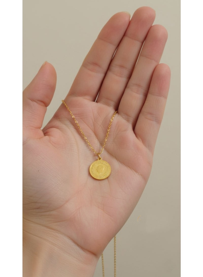 Julia Store 18K Gold Plated Stainless Steel Trendy Dainty Luxury Non-Tarnish Minimalist Luxury Aesthetic Exquisite Cute Turkish Coin Vintage  Choker Necklace Jewelry Gift - Image 3