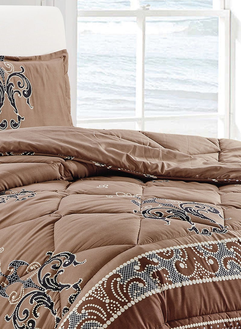 Moon Bed In A Bag Medium Filling King Size Comforter Set, 10 Pcs Floral Bedding Set Size 220 X 240 Cm with Comforter, Quilted Bed Skirt, Pillowcases, Cushion & Bedroom Slipper, Multicolor  - Image 4