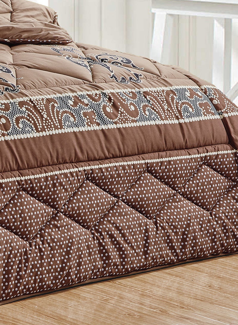 Moon Bed In A Bag Medium Filling King Size Comforter Set, 10 Pcs Floral Bedding Set Size 220 X 240 Cm with Comforter, Quilted Bed Skirt, Pillowcases, Cushion & Bedroom Slipper, Multicolor  - Image 5