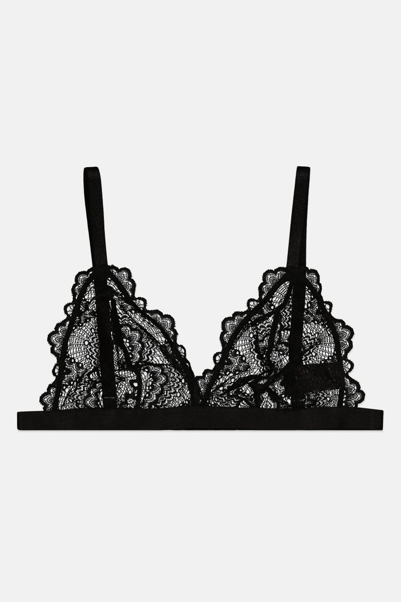 Asos Design Women Non Padded Textured Bra, Black  - Image 1
