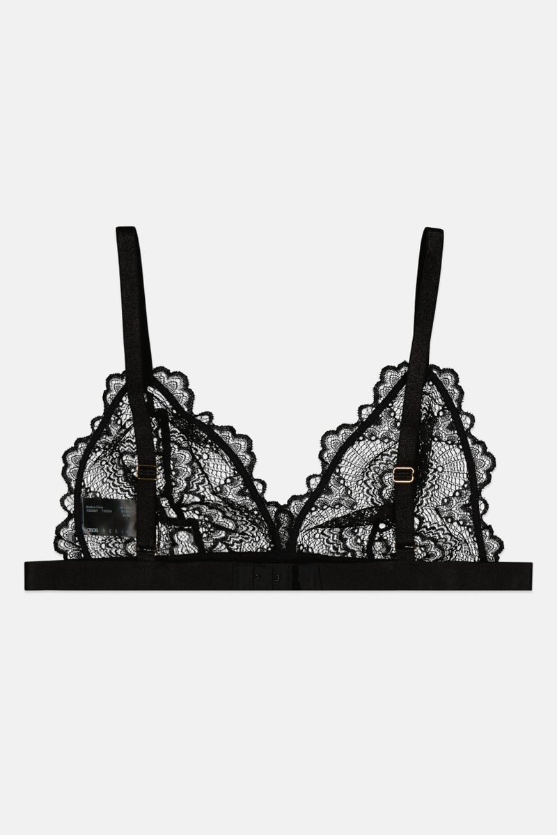 Asos Design Women Non Padded Textured Bra, Black  - Image 2