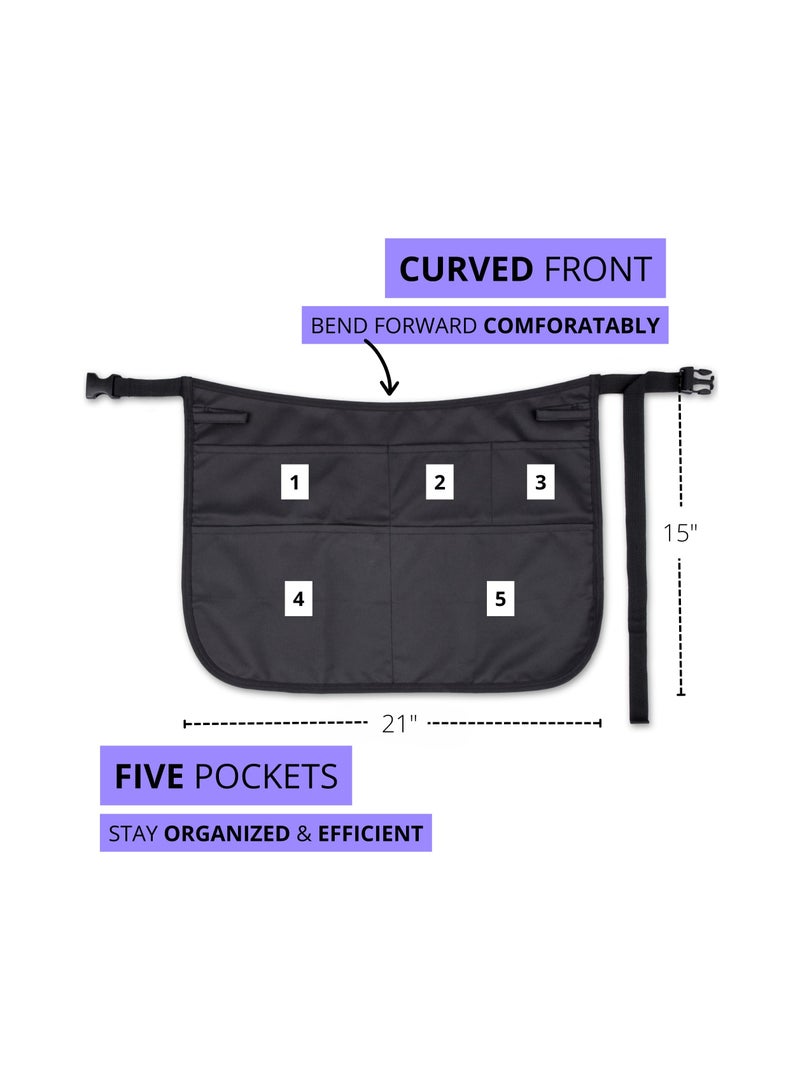 SYOSI Waterproof Hair Stylist Apron with 5 Pockets Professional Speed Cleaning Apron Server Apron Bleach-proof Half Waist Apron for Salons Cosmetology Groomers - Image 5