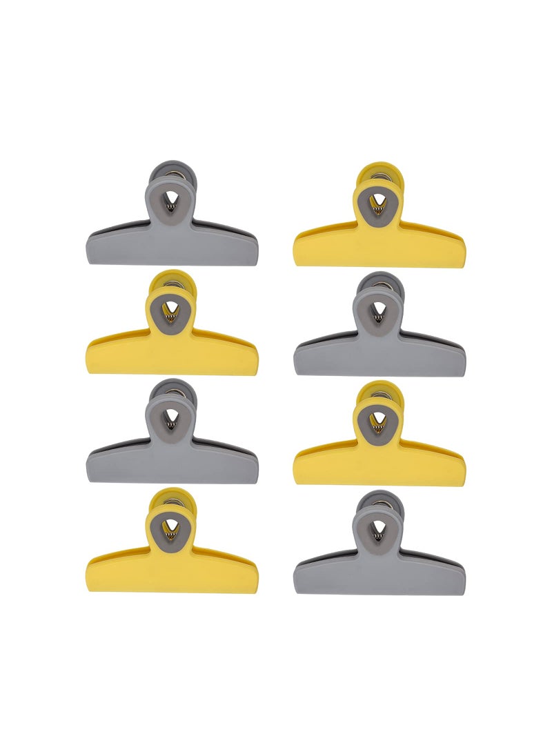 COOK WITH COLOR COOK WITH COLOR Bag Clips  Heavy Duty Chip Clip and Refrigerator Magnet Clips for Food Storage with Air Tight Seal Grip Yellow and Grey Pack of 8 Large Clips 