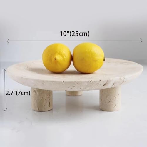 Nawgnail Handmade Travertine Fruit Bowl for Kitchen Counter 10", Large Decorative Bowl for Home Decor, Modern 3-Legs Serving Plate, Key Bowl for Entryway - Image 3