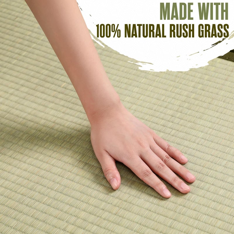 Houseables Tatami Mat, Tatami Mattress, Japanese Sleeping Mat, Japanese Floor Mattress, Twin XL, 80x40, Bamboo Sleeping Rug, Kotatsu Floor Bed, Futon, Goza, Traditional, Rush Grass, Folding, Anti-Slip - Image 3