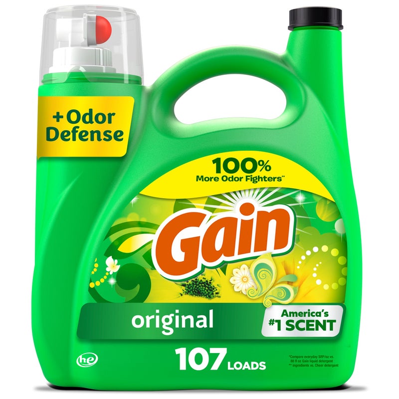 Gain Liquid Laundry Detergent, Original Scent, 154 fl oz, 107 loads, Freshness + Odor Fighting, Laundry Detergent Liquid Soap, HE compatible - Image 1