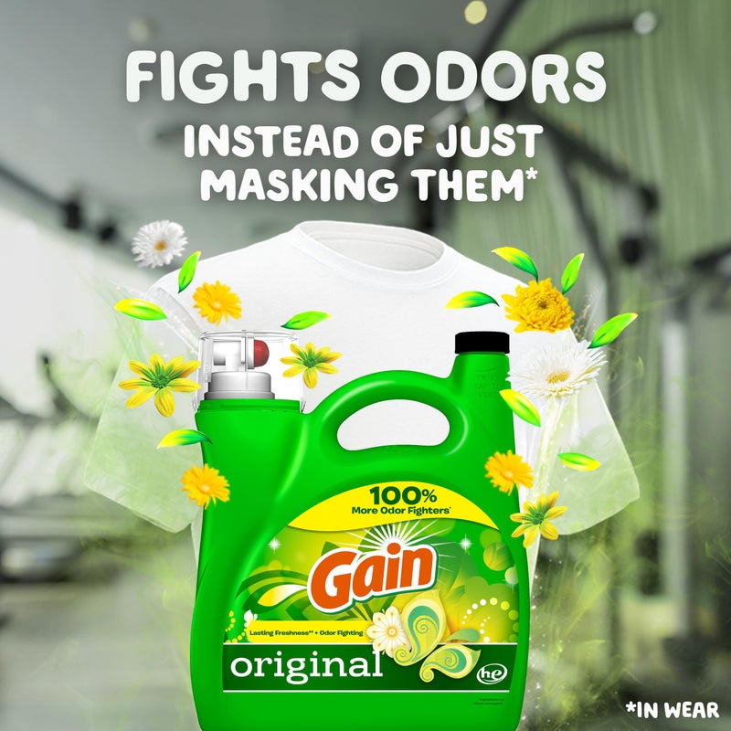 Gain Liquid Laundry Detergent, Original Scent, 154 fl oz, 107 loads, Freshness + Odor Fighting, Laundry Detergent Liquid Soap, HE compatible - Image 2