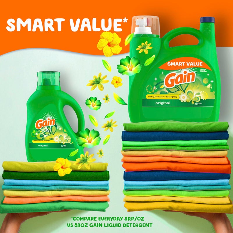 Gain Liquid Laundry Detergent, Original Scent, 154 fl oz, 107 loads, Freshness + Odor Fighting, Laundry Detergent Liquid Soap, HE compatible - Image 3