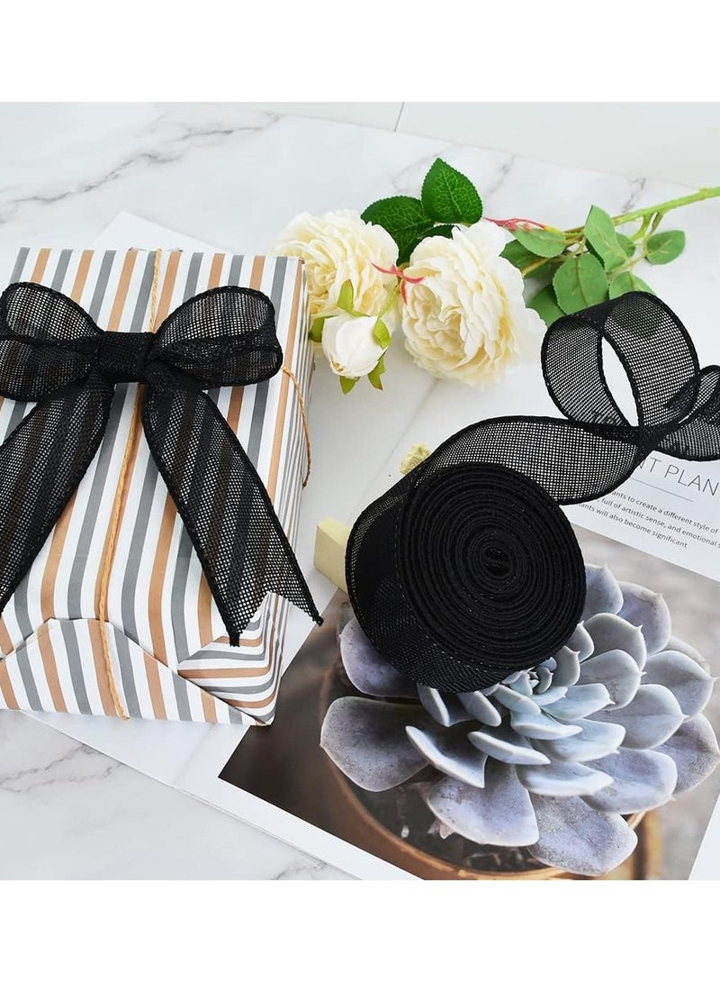 Zikra 2 Rolls Burlap Fabric Craft Ribbon, Burlap Roll Ribbon, Natural Jute Fabric Crafts Ribbon for Wedding Gifts Burlap Fabric DIY Packing Vintage Wedding Party Decoration, Colorful Satin Ribbon (5m*6cm) - Image 2