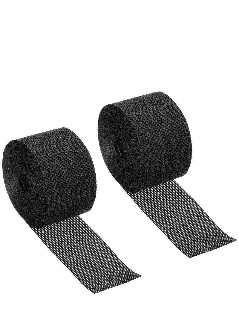 Zikra 2 Rolls Burlap Fabric Craft Ribbon, Burlap Roll Ribbon, Natural Jute Fabric Crafts Ribbon for Wedding Gifts Burlap Fabric DIY Packing Vintage Wedding Party Decoration, Colorful Satin Ribbon (5m*6cm) - Image 1