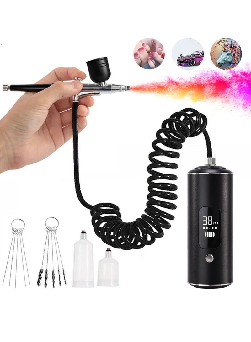 Airbrush Kit Airbrush Modelism Airbrush Portable Wireless Rechargeable Airbrush with Compressor for Manicure, Tattoo, Makeup, Painting, Crafts  - Image 1