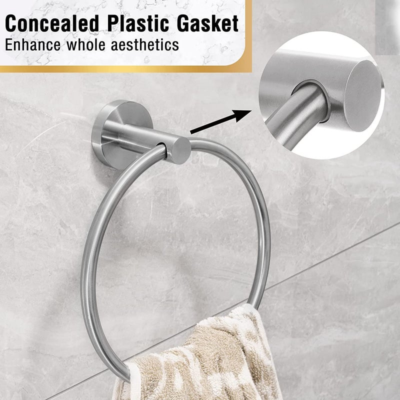 SELLZY Superior Stainless Steel Napkin Round Towel Ring Hanger (6inch) + Wall Mount Transparent Liquid Soap Dispenser (350ml) for Kitchen Wash Area Bathroom Accessories (2Set) - Image 2