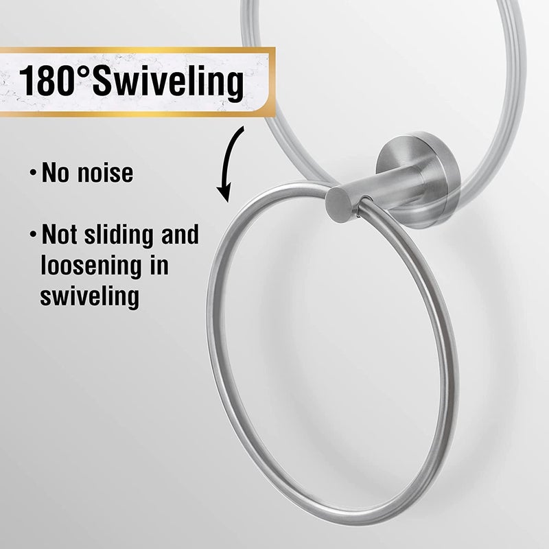 SELLZY Superior Stainless Steel Napkin Round Towel Ring Hanger (6inch) + Wall Mount Transparent Liquid Soap Dispenser (350ml) for Kitchen Wash Area Bathroom Accessories (2Set) - Image 4