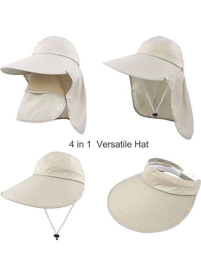 Generic Sun Wide Brim UV Protection Fishing Hats， Foldable Summer Hat， Detachable Sun Hat,Face mask Hat  - Image 3