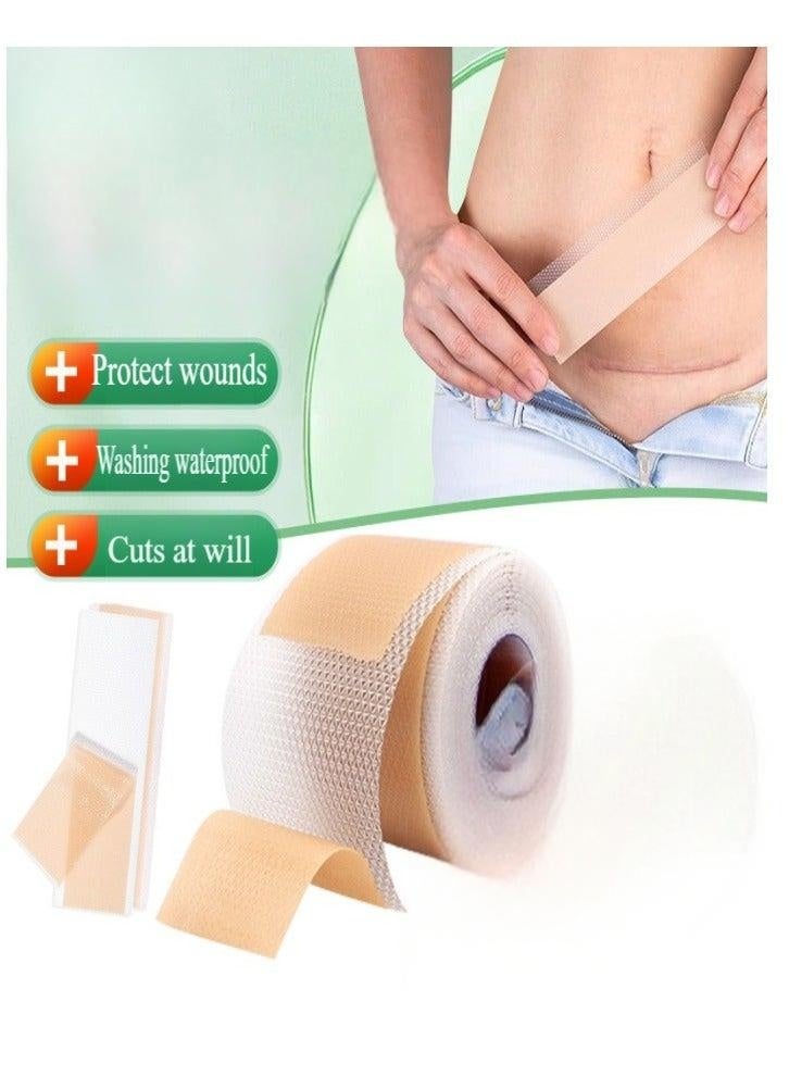 Silicone Scar Tape, Medical Silicone Scar Removal Sheet, Stretch Mark Treatment Waterproof Silicone Scar Sheet, Fade Scar Effective Cosmetic Scar Removal Gel Painless Tape Roll for Cesarean Section, Burn Scars and Other Scars (4cm x 1.5m)