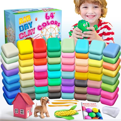 ESSENSON Air Dry Clay 64 Colors Modeling Clay for Kids DIY Molding Magic Clay Gift for Kids