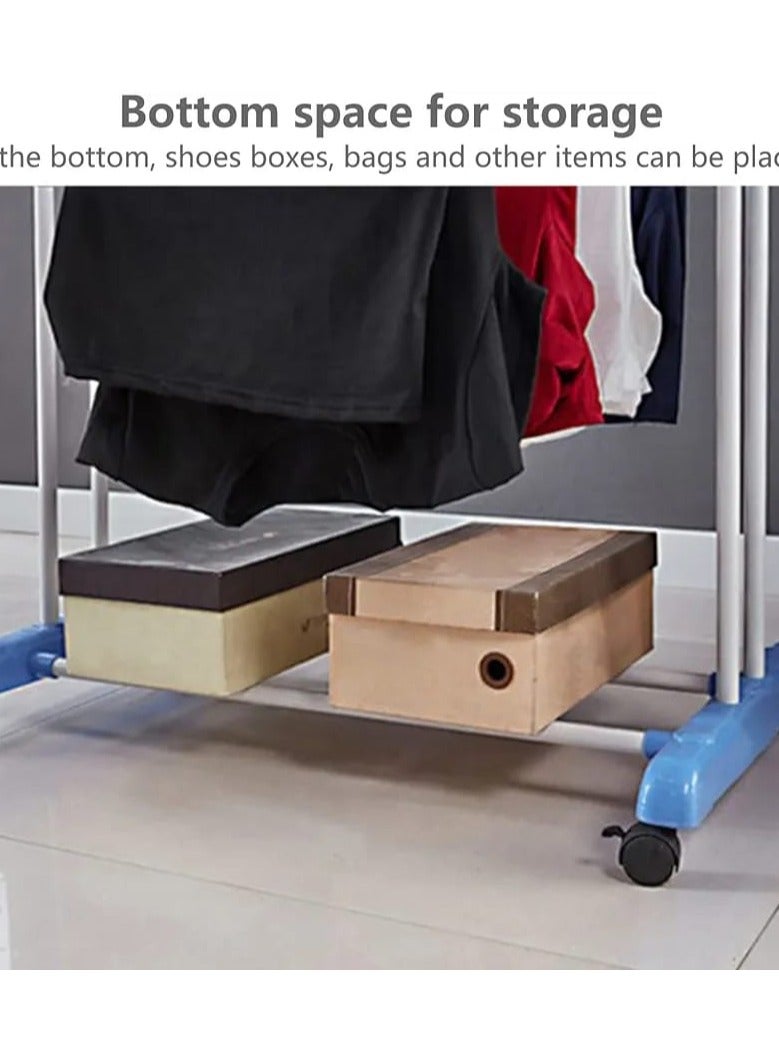 3-Tier Foldable Clothes Drying Rack with Adjustable Stainless Steel Hanger, Side Folding Wings & Wheels, Indoor/Outdoor Laundry Stand - Image 2