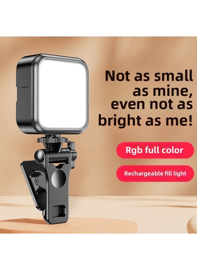 Generic - Supplementary Light Mini Portable Selfie Mobile Phone Live Photo Lighting Light RGB Full Color SLR Camera Photography Port-Specifications:Rgb [full Color Enhanced Version] Fill Light + Desktop Tripod + Clip - Image 1