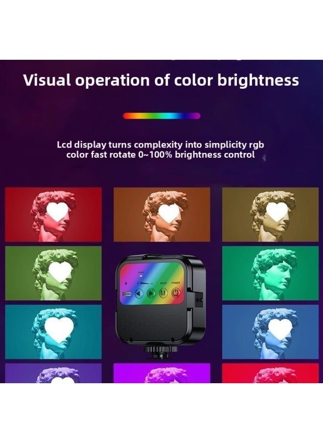 Generic - Supplementary Light Mini Portable Selfie Mobile Phone Live Photo Lighting Light RGB Full Color SLR Camera Photography Port-Specifications:Rgb [full Color Enhanced Version] Fill Light + Desktop Tripod + Clip - Image 1