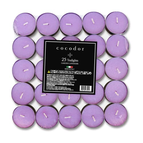 COCODOR Scented Tealight Candles/Garden Lavender / 25 Pack / 4-5 Hour Extended Burn Time/Made in Italy, Cotton Wick, Scented Home Deco, Fragrance, Mother's day - Image 2
