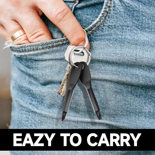 Grevosea 2 Pcs Keychain Screwdriver Tools, Multifunction Pocket Set for Daily Maintenance, Camping, Outdoor Repair - Portable Key Chain With Black Screwdriver - Image 4