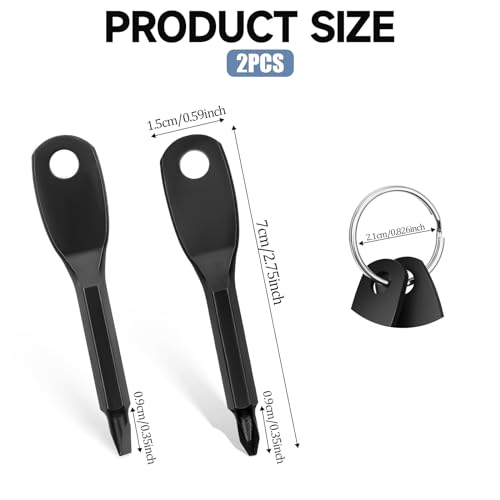 Grevosea 2 Pcs Keychain Screwdriver Tools, Multifunction Pocket Set for Daily Maintenance, Camping, Outdoor Repair - Portable Key Chain With Black Screwdriver - Image 2