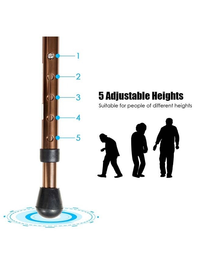 Sakulight عصا المشي مع مقعد، كرسي عكاز مصنوع من سبائك الألومنيوم شديد التحمل مع ضوء LED و3 أرجل قابلة للسحب، عصا مقعد محمولة مضادة للانزلاق، عصا مشي خفيفة الوزن لكبار السن - Image 3