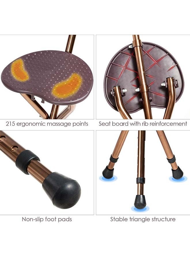 Sakulight عصا المشي مع مقعد، كرسي عكاز مصنوع من سبائك الألومنيوم شديد التحمل مع ضوء LED و3 أرجل قابلة للسحب، عصا مقعد محمولة مضادة للانزلاق، عصا مشي خفيفة الوزن لكبار السن - Image 5