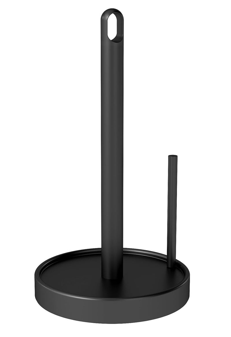STWWO Paper Towel Holder Countertop Black Paper Towel Holder with Anti Slip Weighted Base Stainless Steel Heavy Duty Freestanding Papertowel Holder for Bathroom Kitchen Roll Holder - Image 2