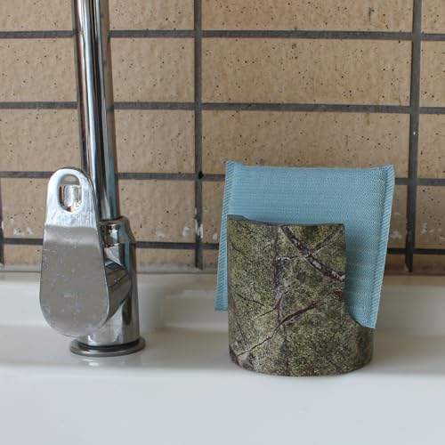 Nawgnail Natural Marble Travertine Sponge Holder for Kitchen Counter, Drying Rack, Sponge Caddy for Sink Organizer - Green Rainforest Marble - Image 2