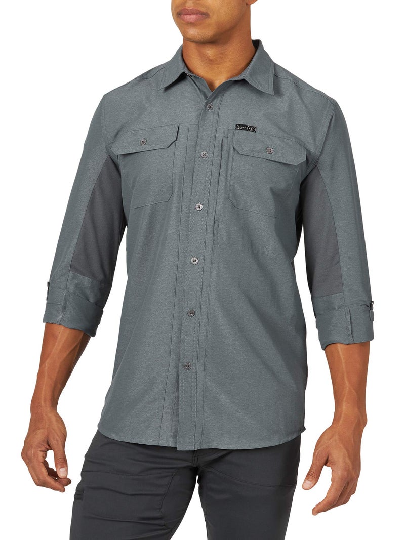ATG by Wrangler Men's Long Sleeve Mixed Material Shirt, turbulence, Medium - Image 1