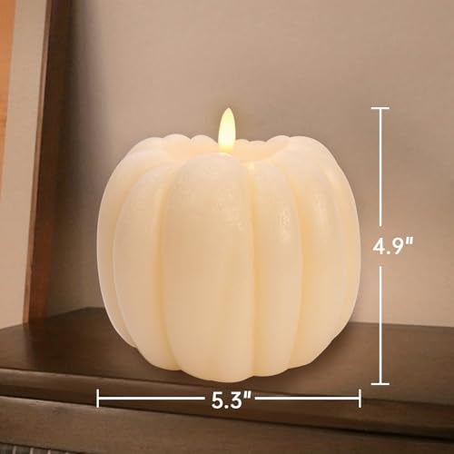 MOREDOTS Fall Decorations for Home - Fall Decor - Flickering Flameless Wax Pumpkin LED Candle with Timer Remote - Light Up Pumpkin Candle for Mantel Table - Thanksgiving Centerpiece for Autumn Indoor Decor - Image 5