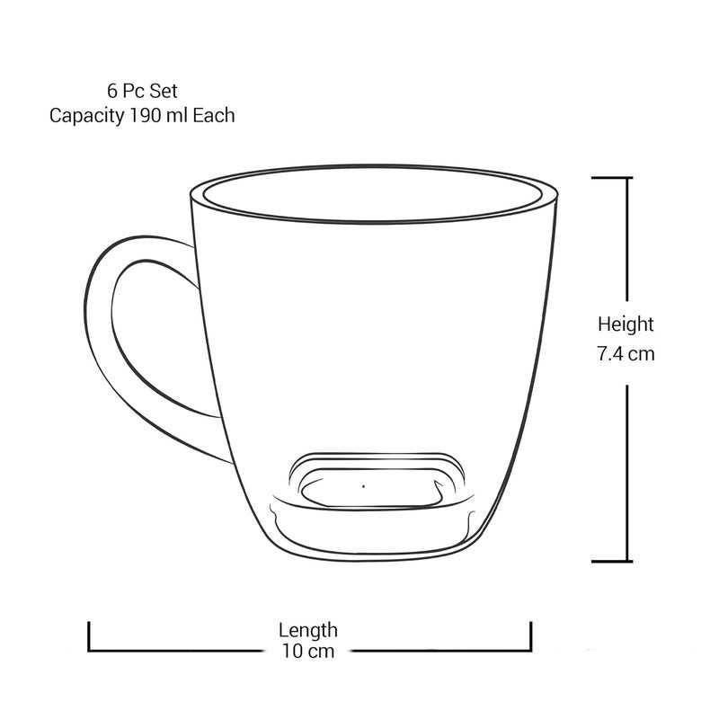 Treo By Milton Kenya Elect Glass Tea Mug Set of 6 190 ml Each Transparent Glass Tea Cups Coffee Mug High Clarity Glass Mugs Milk Hot Chocolate Latte Cappuccino Mocha Espresso - Image 5