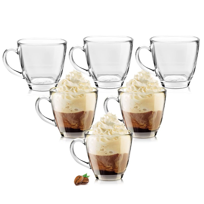 Treo By Milton Kenya Elect Glass Tea Mug Set of 6 190 ml Each Transparent Glass Tea Cups Coffee Mug High Clarity Glass Mugs Milk Hot Chocolate Latte Cappuccino Mocha Espresso - Image 1