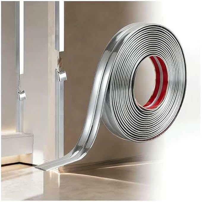 PVC CORNER TRIM TILE TRIMS AND METAL EDGINGS STRIP SILVER TRIM WALL TRIM SELF ADHESIVE MOULDING TRIM MIRROR TRIM,CHROME QUADRANT TRIM, FOR LIVING ROOM, BEDROOM, KITCHEN, BATHROOM - Image 1