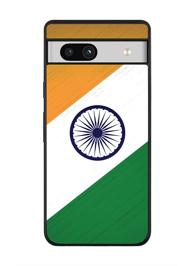 Stylizedd Rugged Black edge case for Google Pixel 7a 5G Slim fit Soft Case Flexible Rubber Edges Anti Drop TPU Gel Thin Cover -  Flag Of India - Image 1