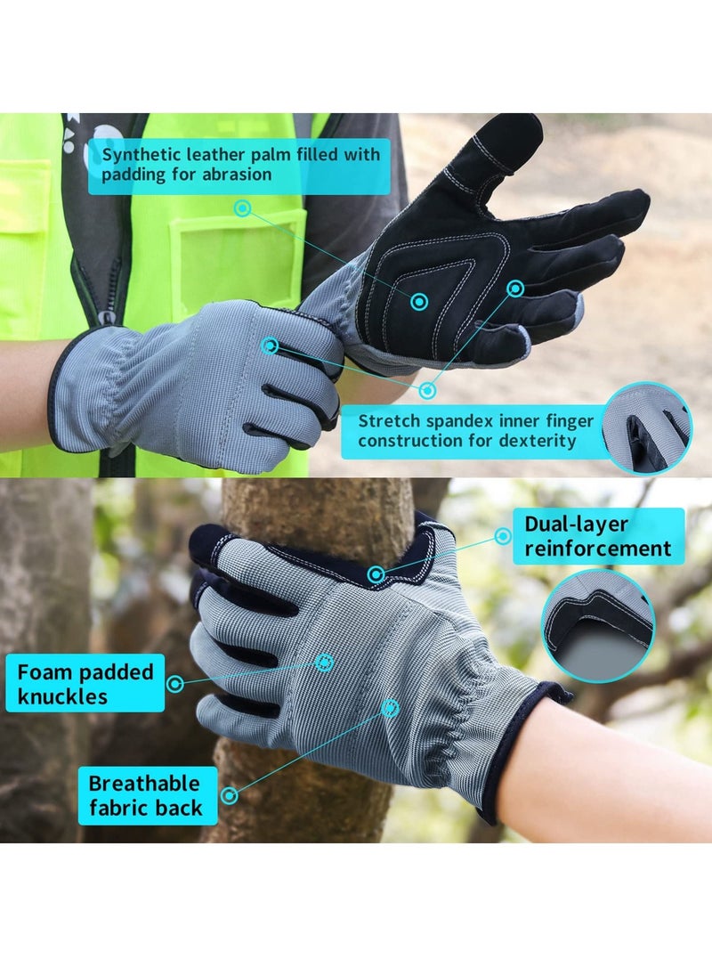 Excefore Safety Work Gloves, KASTWAVE Light Duty Work Gloves Gardening Warehouse Job Car Repair Utility Yard Glove for Men Women (Large, 2 Pairs)  - Image 3