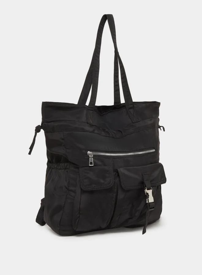 ستايلي شنطة ظهر بأربطة مع جيب بطية إغلاق