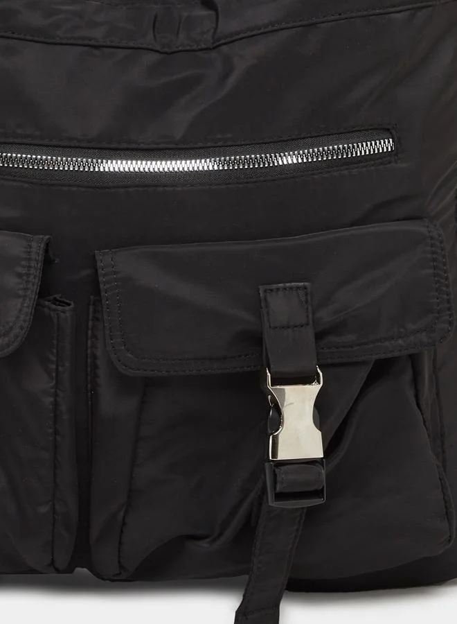 ستايلي شنطة ظهر بأربطة مع جيب بطية إغلاق