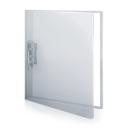 CRANBURY Punchless Clamp Binder (Dusky Gray), Ringless Binder Holds 100 Letter Size Pages, Documents, 8.5x11 Folder with Metal Clip for Home or Office, Transparent Acid-Free Poly - Image 1