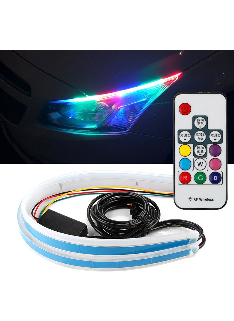 Techmaster Headlight Sliding Signal Daytime Running Light LED Remote RGB 60CM  - Image 1