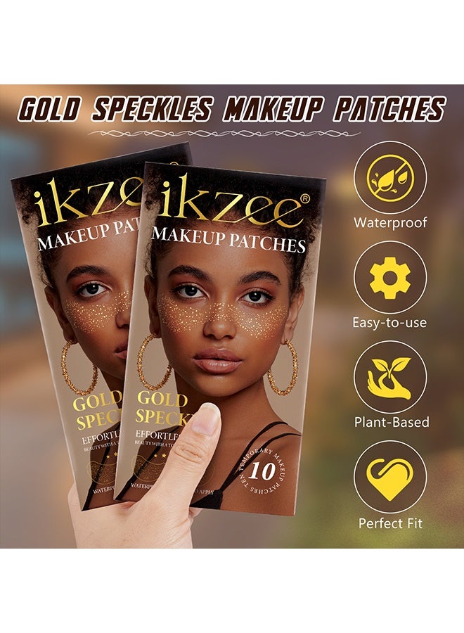 اي كيه زيد اي اي لاصقات مكياج، نمش لامع مؤقت لتزيين الوجه - عبوة تحتوي على 10 قطع من نجوم الوجه والجسم الذهبية اللامعة، نمش صناعي للمهرجانات والحفلات والحفلات الموسيقية - سهل التطبيق ويدوم طويلاً - Image 3
