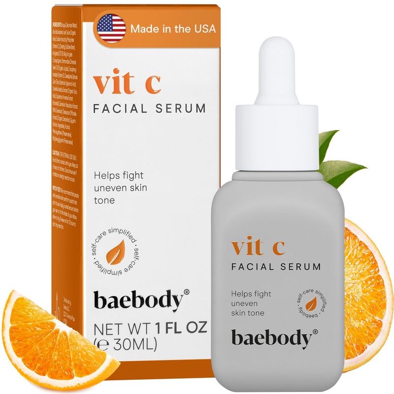 Baebody Made in USA Vitamin C Face Serum - Vitamin C Serum for Dark Spots and Dull Skin - With Hyaluronic Acid (1 fl oz/30 ml) - Image 1